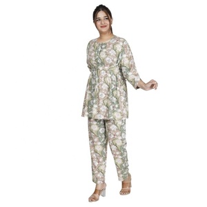 Nuevo Diseño Vintage, Estampado Tropical Dulce, Antiarrugas, Conjunto de Pantalones de Dos Piezas para Mujer de Alta Calidad, Holgado, Formal, para Uso Diario, Venta al Por Mayor - Product Image 3