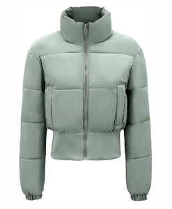 OEM Women's Quilted Winter Jacket Warm Quick-Dry Waterproof Crop <b>Top</b> Puffer Bomber Style Nylon Zipper <b>Bubble</b> Coats for Ladies - Product Image 1