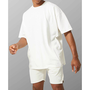 2026 Premium <b>Men</b> Oversized T Shirt And <b>Shorts</b> Set Casual <b>White</b> Summer Streetwear Loose Fit Breathable Two Piece Outfit - Product Image 2