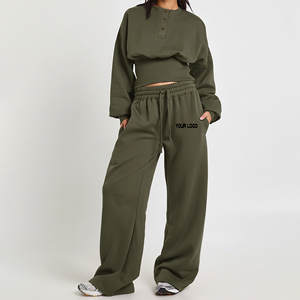 Conjunto Deportivo Casual de 2 Piezas para Mujer con Logotipo Personalizado al por Mayor, Tallas Grandes, Estilo Desgastado, Sudadera y Pantalón para Fitness - Product Image 1