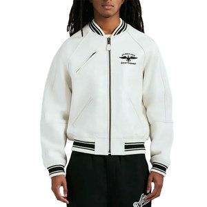 OEM Manufacturer Embroidery Street Wear Leather Avirex <b>Jacket</b> Custom Cowhide Genuine Leather Men's Avirex <b>Jackets</b> for Winter - Product Image 4