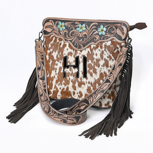 Genuine Cowhide Hair-On <b>Leather</b> Crossbody Bag Vintage Bohemian Shoulder Purse Adjustable Detachable Strap for Women - Product Image 1