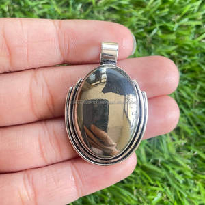 Colgante de Plata de Ley 925, forma ovalada, piedra preciosa de pirita, colgante hecho a mano, colgante de plata de diseñador, regalo para aniversario - Product Image 3