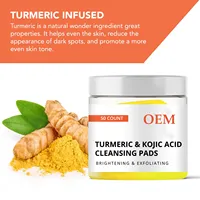 OEM ODM Tampons Nettoyants au Curcuma et à l'Acide Kojique, Éclaircissants, Blanchissants, Exfoliants pour Taches Brunes, Personnalisables