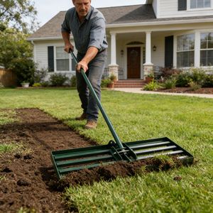 Rastrello Livellante per Prato con Manico Lungo 79,5 cm, Attrezzo Resistente per Giardino, Campo da Golf, Compost e Sabbia - Product Image 3