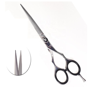 Tijeras de Barbero Profesionales de Acero Inoxidable Plateado de 6 Pulgadas con Hoja Recta para Diestros, Borde Afilado, Mango Ergonómico, Herramienta de Salón - Product Image 1