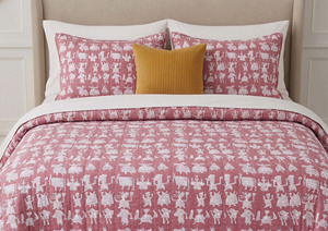 Floral Hand Block Print Cotton Kantha Quilt Reversible Handmade Bed Cover Indian <b>Bedding</b> for All Seasons - Product Image 3