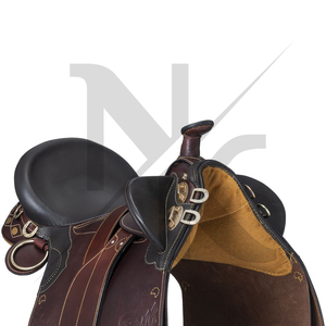 Silla de montar australiana de cuero genuino de vaca, asiento profundo, ajustable, para equitación de resistencia y senderismo profesional, con armazón de madera - Product Image 5