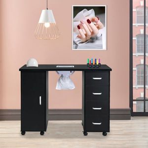 Tavolo per Manicure in MDF a Porta Singola con 4 Cassetti, Finitura Nera e Soluzione di Archiviazione Resistente - Product Image 2