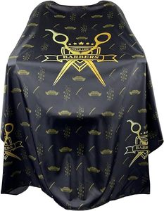 Capa de Peluquería Ecológica Tactus Industries, Diseño Negro y Dorado, Antiadherente, de Pongee, para Salón de Belleza - Product Image 2