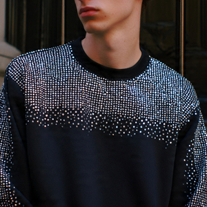 OEM <b>Rhinestone</b> Sweat Shirts Men's Long Sleeve Crew Neck <b>Rhinestone</b> Sweatshirts <b>Tops</b> Men Winter Street <b>Rhinestone</b> <b>Tops</b> - Product Image 1