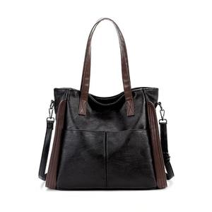 Sac fourre-tout en cuir PU noir, sac à main souple à bandoulière, sac à main à grande capacité pour le travail et les voyages - Product Image 1