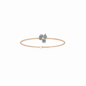 Bracelet et jonc en or avec diamants de laboratoire Radiance of 3 Stones, coupes rondes, poire et ovales, bijoux tendance HIPHOPSTAR pour femmes - Product Image 1