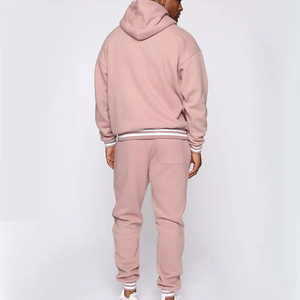 Ensemble de survêtement rose à capuche pour homme, coupe décontractée, manches longues, couleur unie, pantalon à cordon avec poches latérales, idéal pour l'automne - Product Image 2