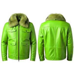 New Arrival Men's Custom Design Winter <b>Leather</b> Jacket High Quality Fashion <b>With</b> Cowhide <b>Fur</b> <b>Leather</b> Jacket Best Design - Product Image 2