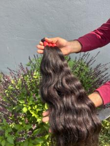 Extensiones de Cabello Humano Remy Indio Doble Trama Cosida a Máquina Negro Natural a Granel para Tejer - Product Image 1