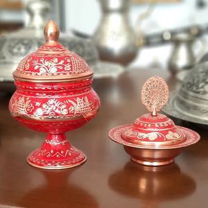 ฝาปิดภาชนะทองแดงลายดอกไม้แบบดั้งเดิม งานฝีมือมีนาคารี เหมาะสำหรับตกแต่งโรงแรม ร้านอาหาร และบ้าน - Product Image 3