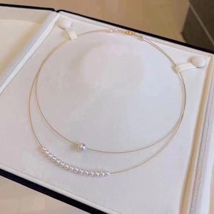 Collar de Perlas Minimalista de Plata Pura S925 con Cadena de Gemas de 8-9 mm de Primera Calidad, Partículas de Diamante de 8-9 mm Casi Impecables - Product Image 2