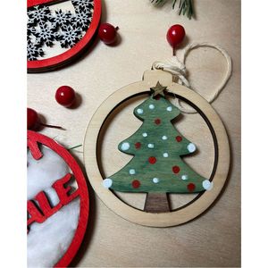 Pendentif de Noël en bois découpé au laser sur mesure, décoration festive pour la maison, ornement de Noël en bois naturel écologique - Product Image 1