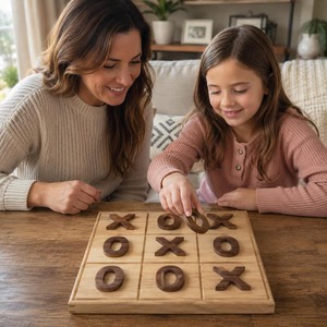 Jeu de Tic Tac Toe en bois naturel pour enfants et adultes de tous âges, meilleur cadeau pour les soirées en famille. - Product Image 6