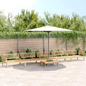 Ensemble de canapés modulaires en bois d'acacia massif, canapés de jardin naturels - Product Image 1