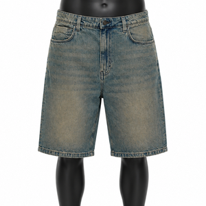Men’s Vintage Washed Denim Jorts Loose Fit Casual Knee Length Baggy Jean Shorts for Summer Streetwear - Product Image 1