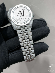 AARVA JEWELS นาฬิกาข้อมือผู้หญิงสุดหรู Miyota Diamond Moissanite สแตนเลสสตีล ขนาด 38 มม. ระบบอนาล็อก ควอตซ์ หน้าปัดคริสตัลแซฟไฟร์ - Product Image 4