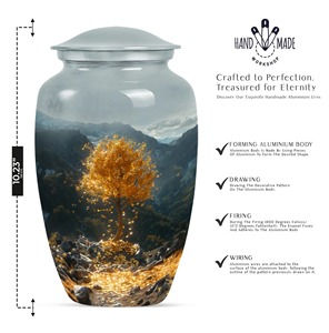 Black Cremation <b>Urn</b> with Silver Floral Design Decorative <b>Large</b> <b>Urn</b> for Adult Ashes Durable Memorial <b>Urn</b> For Human Ashes - Product Image 6