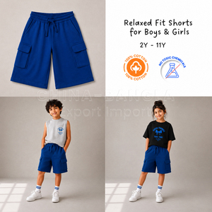 Shorts cargo pour enfants en sergé de coton multi-poches, 200 pièces, vente en gros à prix réduit, surplus de stock de vêtements du Bangladesh, fournisseur en gros - Product Image 1