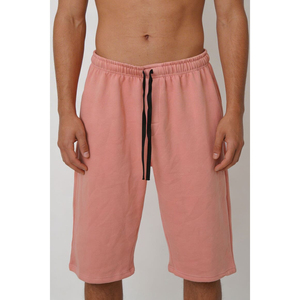 Shorts Bermuda pour Homme en Coton Oxford Rose Uni Respirant avec Fermeture Boutonnée, Taille Mi-Haute, Style Décontracté et Poches - Product Image 1