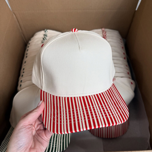 Custom Striped Brim Baseball <b>Cap</b> With Embroidered Text Logo 6-Panel Adjustable <b>Hat</b> For Adults Unisex Casual Spring Summer Wear - Product Image 3