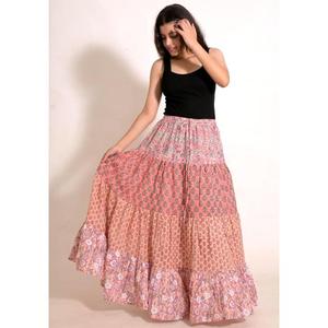 Women's Cotton <b>Patchwork</b> Long <b>Skirt</b> Handmade Boho Maxi <b>Skirt</b> Casual Beach Holiday Festival Wear - Product Image 1