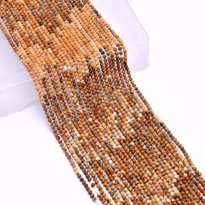 AAA+ Jasper 2mm-2.5mm Micro Faceted Rondelle Natural Multi Yellow Camel Jasper Semi Precious Gemstone Beads For Jewelry Making - Product Image 2