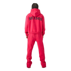 Survêtement en polaire à fermeture éclair Tech avec logo personnalisé pour hommes, survêtement de jogging épais avec impression bouffante, produits chauds, logo de marque imprimé - Product Image 4