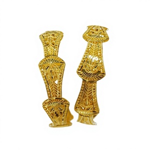22k Solid Gold <b>Bangle</b> Set for Women Traditional Indian Filigree Flower Design Gold Kada <b>Bracelets</b> Bridal Wedding Jewelry - Product Image 1