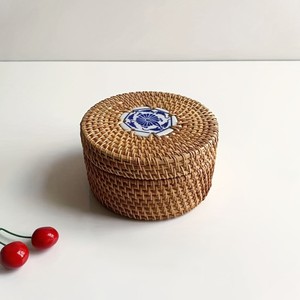 Braided rattan <b>boxes</b> <b>for</b> <b>storage</b> & <b>decor</b> low cost box container with ceramic lid excellent quality - Product Image 4