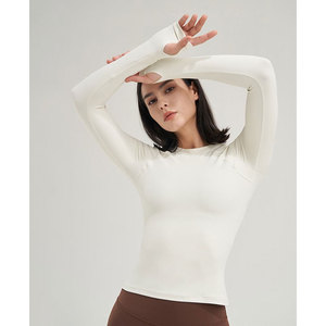 Camisetas Largas Deportivas para Mujer, Tallas Grandes, Sólidas, Elásticas en Cuatro Direcciones, Antibacterianas, de Secado Rápido, con Spandex, Personalizadas, Ajustadas, de Manga Larga - Product Image 3