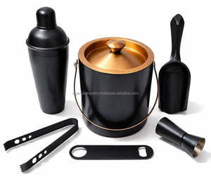 Ensemble de shaker à cocktails noir de qualité supérieure avec boîte à glace – Kit de barman en acier inoxydable (6 pièces) Vente en gros - Product Image 1