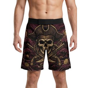 Shorts de MMA con Patrón Tribal Rojo Carbón, Costuras Reforzadas, Shorts de Entrenamiento Resistentes para Hombre, Shorts de Fitness MMA - Product Image 5