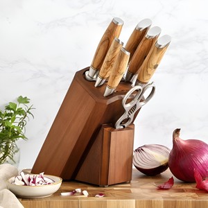 Vente en gros quantité en vrac Porte-couteau en bois naturel Porte-couteau à prix d'usine Rangement des couteaux Support en bois pour comptoir de cuisine - Product Image 1
