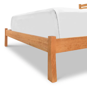 Contemporary KD Solid Wood <b>Bed</b> Frame | Warm Walnut Finish Bedroom Furniture India - Product Image 5