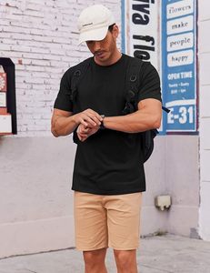 Camiseta de Manga Corta para Hombre, Cuello Redondo, Corte Ajustado, 100% Algodón Jersey, Diseño Casual, Transpirable, Color Sólido - Product Image 6