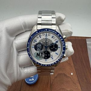 Splendide montre chronographe numérique pour homme en argent avec moissanite, boîtier de 28 mm, mouvement à quartz analogique ETA, verre saphir, étanche 10 m - Product Image 6
