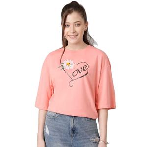 เสื้อยืดคอกลมผู้หญิง แขนสั้น ทรงหลวม พิมพ์ลายดอกไม้ สไตล์ลำลอง สำหรับฤดูใบไม้ผลิและฤดูร้อน ผ้าฝ้ายเจอร์ซีย์ 100% ระบายอากาศได้ดี - Product Image 2