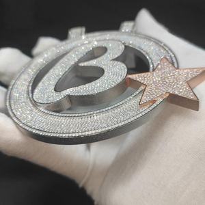 Pendentif en argent 925 plaqué rhodium, forme couronne numéro 3, avec diamant et perle d'eau douce, micro-incrustation, bijou unisexe de luxe - Product Image 2