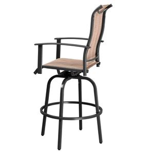 2 sedie da bar girevoli in ferro battuto nero, comode sgabelli da bar girevoli da patio - Product Image 3