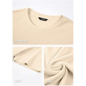 2025 Men's Casual T-<b>Shirt</b> Solid Color Crewneck Stretch Short Sleeve <b>Waffle</b> Knit Tees Screen Printed Pure Cotton 200g Fabric - Product Image 2