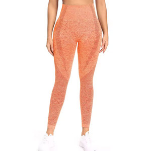 Women's Peach <b>Mesh</b> Yoga Sports Bra and <b>Leggings</b> Set Scoop Neck Racerback Seamless Breathable Activewear for Workout - Product Image 6