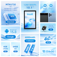 Tablet PC Personalizada de 10.1 Pulgadas para Uso Empresarial, Android 15, Pantalla FHD de 1280*800 Ips, Red 4G, RAM de 2GB/3GB/4GB/6GB, ROM de 64 GB