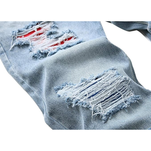 กางเกงยีนส์ทรงสลิมฟิตขาดๆ สำหรับผู้ชาย – กางเกงเดนิมขาตรงแบบขาดๆ แต่งรูแฟชั่น กางเกงลำลองสไตล์สตรีทแวร์ - Product Image 3